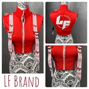 Urban LF mock neck full zip fitted crop top